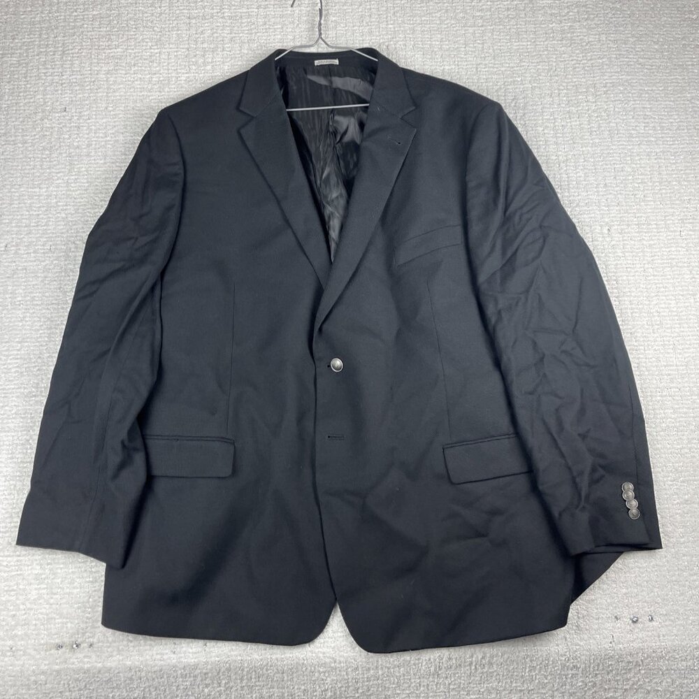 Joseph Abboud Blazer Men 54R Black Flannel Super 110 Reda Italy Wool read*